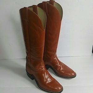 Hondo Tall Brown Smooth Leather Cowboy Boots